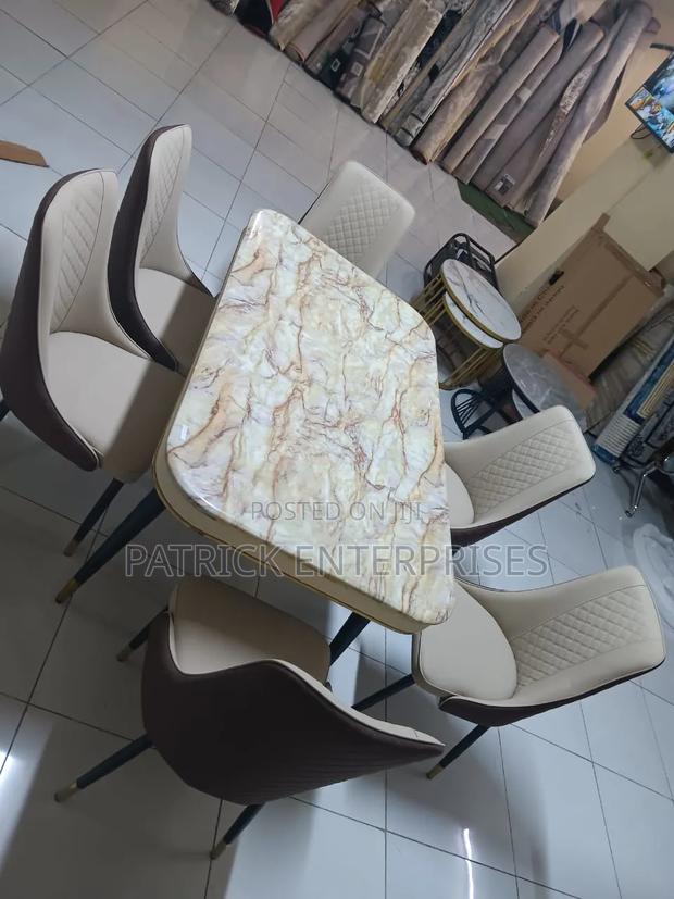 Imported Modern Marble Heavy Stone Dining Table 6 Seater - main view