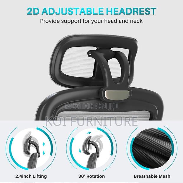Office Chairs; Ergonomic Mesh Office Task Chair With Headrest - thumbnail 3