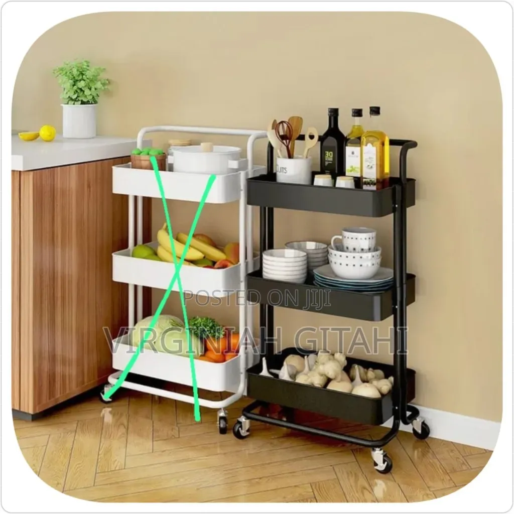 Metallic Movable Trolley Storage Rack