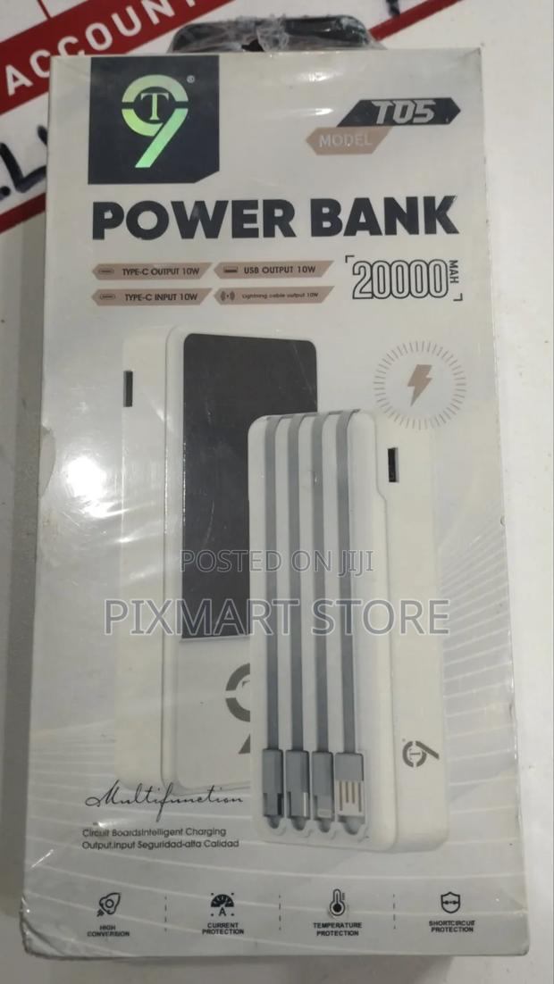 20,000mah T05 Power Bank With Built-in Cables Type-C - thumbnail 2
