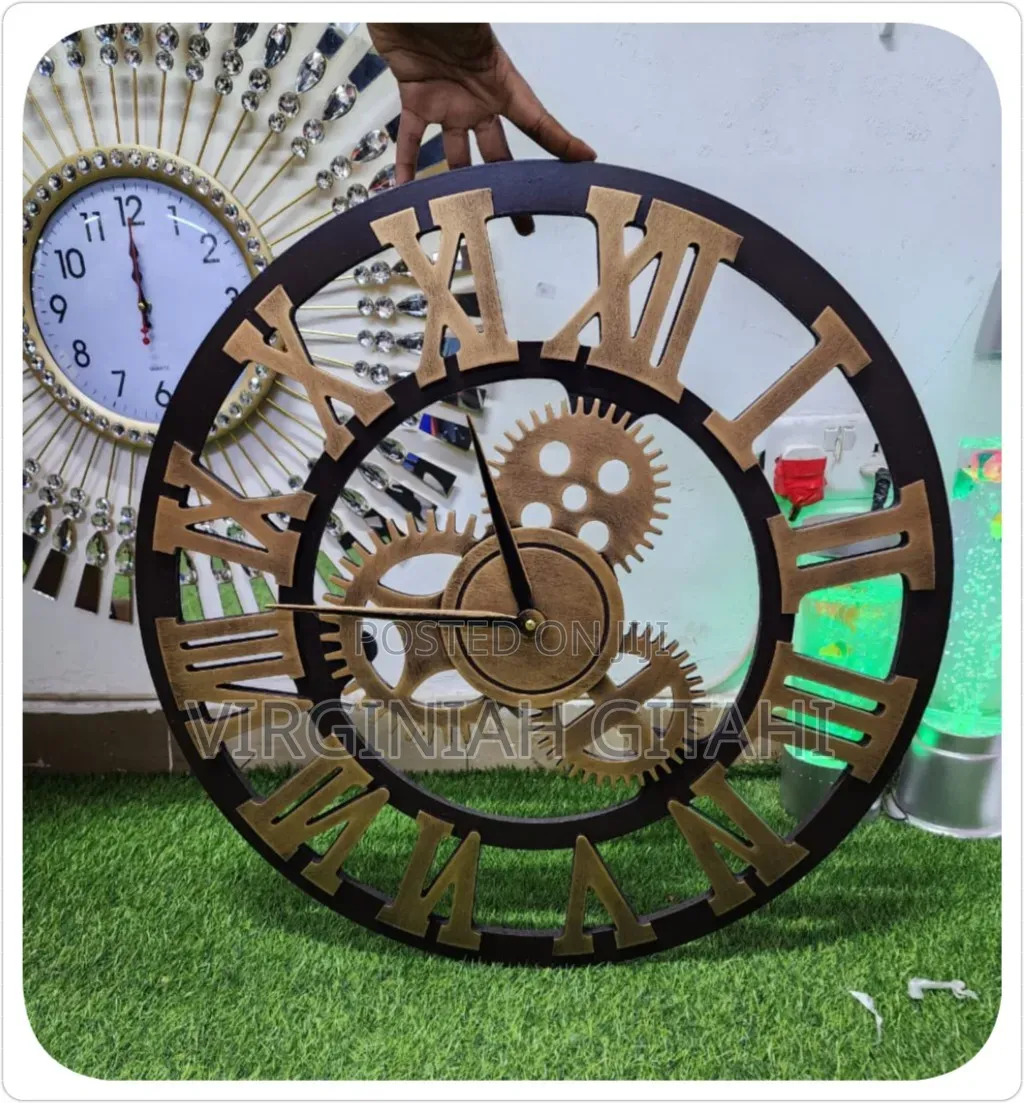 3d Roman Vintage Gear Pocket Wall Clock
