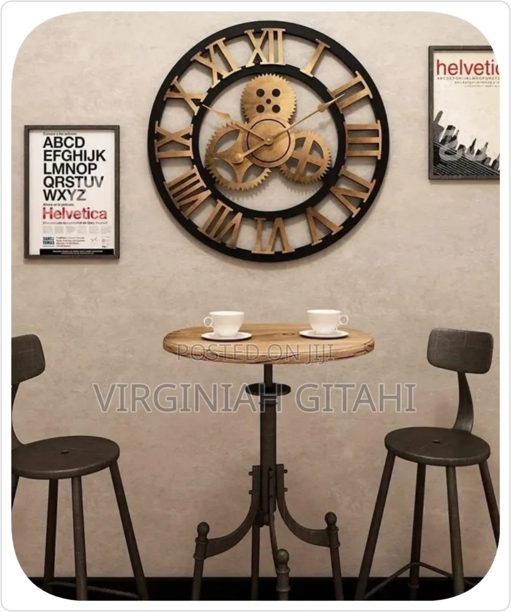 3d Roman Vintage Gear Pocket Wall Clock