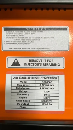Thompson England Single Phase Electric Start 7kw/8kva Diesel 188f