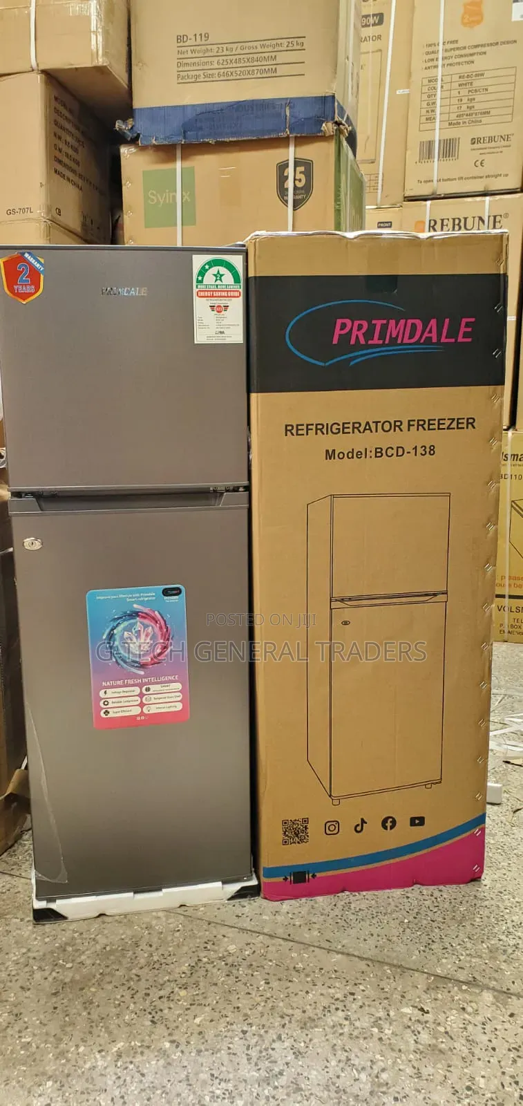 Primdale 138 Litres Large Capacity Double Door Refrigerator Fridge