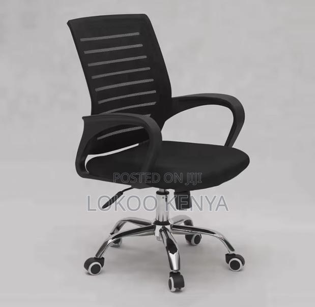 Office Chair; Black Mid Back Mesh Swivel Secretarial Seat - thumbnail 6