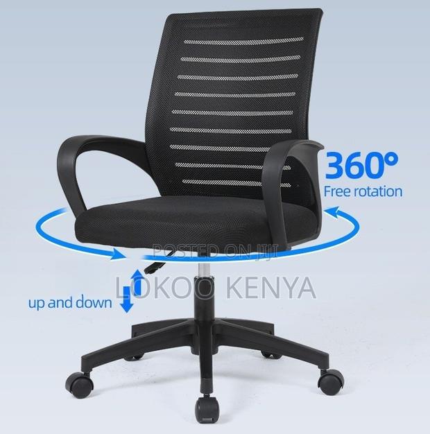 Office Chair; Black Mid Back Mesh Swivel Secretarial Seat - thumbnail 8