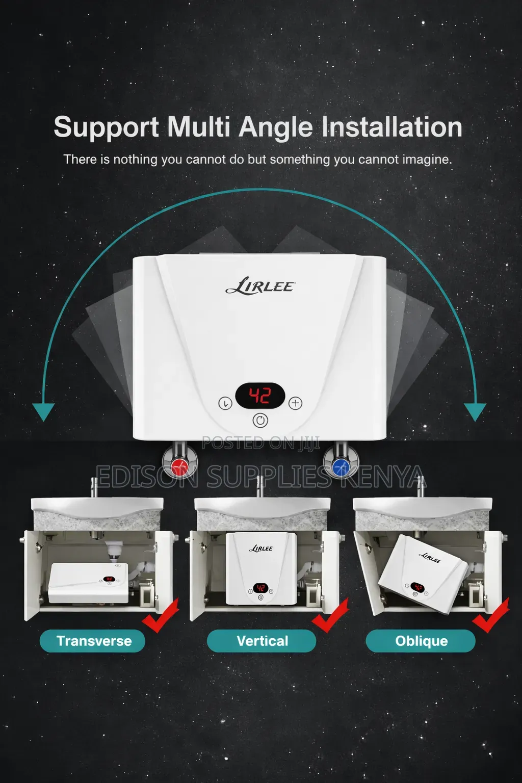 Lirlee Instant Electric Water Heater Mini Showers Undersink Bathtub