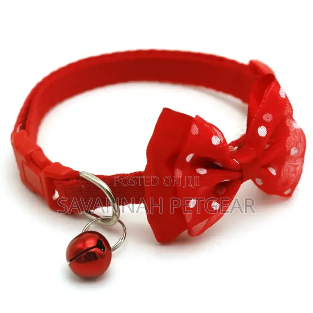 Cat Collar With Bowtie and Polka Dots Bell
