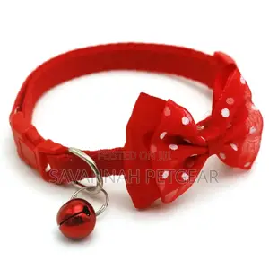 Cat Collar With Bowtie and Polka Dots Bell