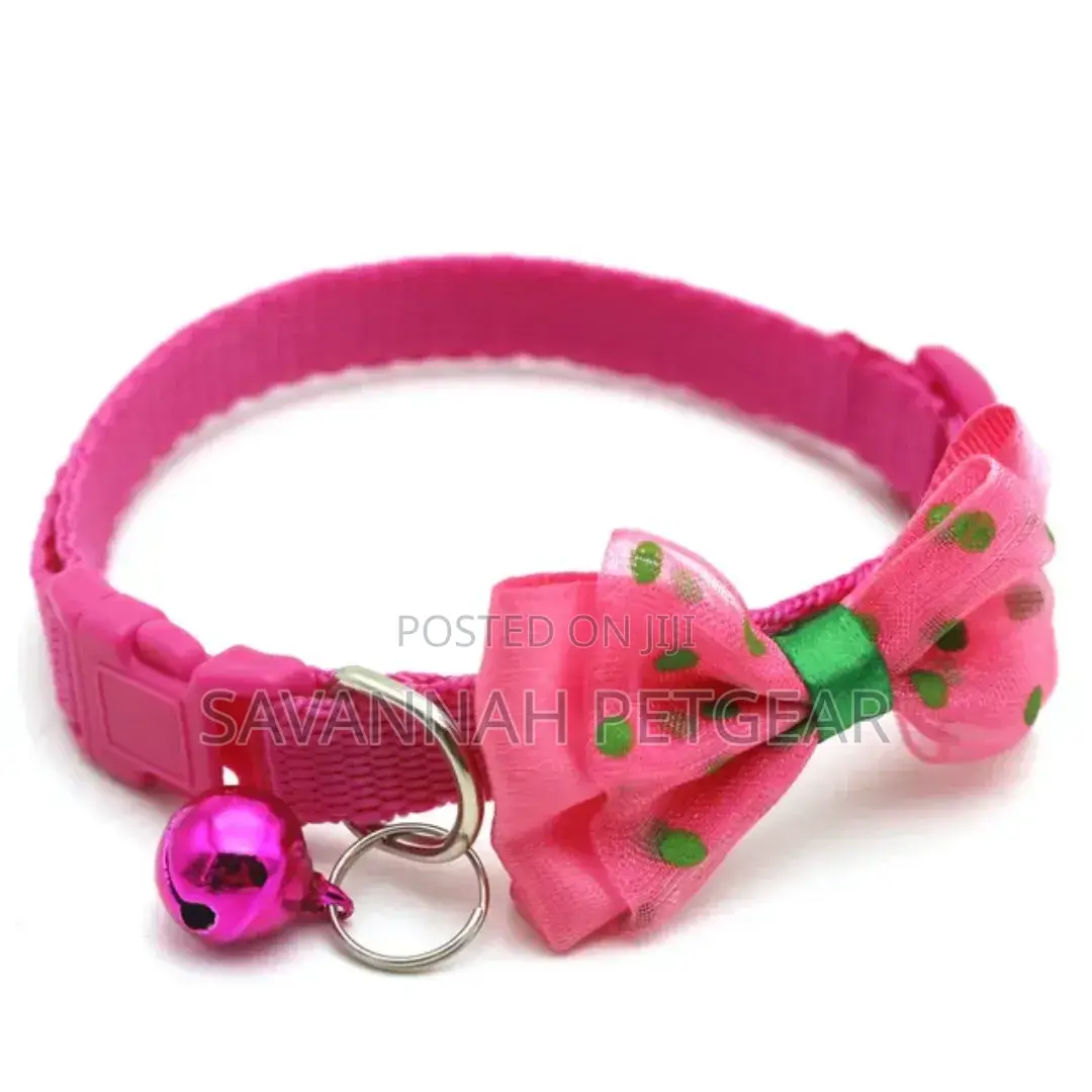 Cat Collar With Bowtie and Polka Dots Bell