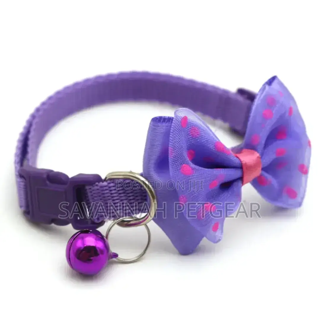 Cat Collar With Bowtie and Polka Dots Bell
