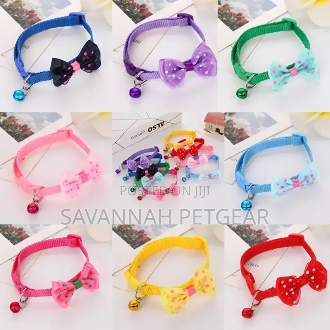 Cat Collar With Bowtie and Polka Dots Bell