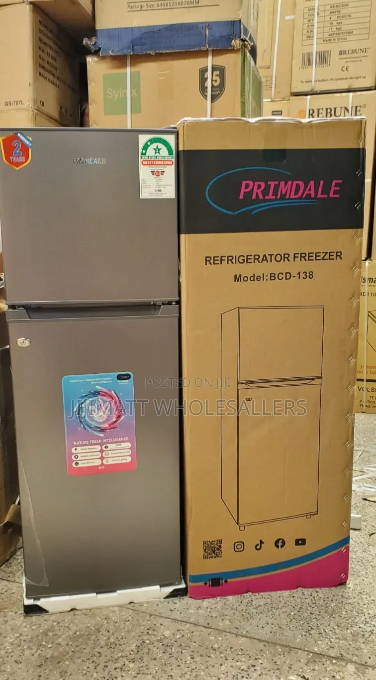 Primdale 138l Large Capacity Double Door Refrigerator Fridge -Silver