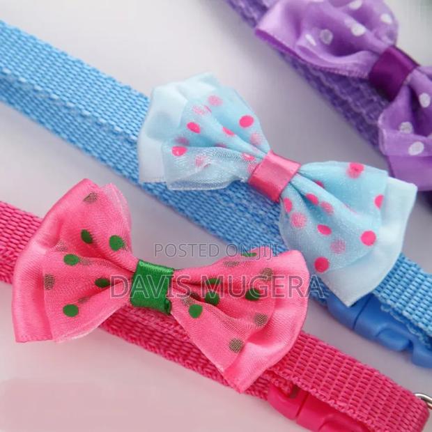 Adjustable Bowknot Nylon Braided Pet Cat Bowtie Collar With Bells