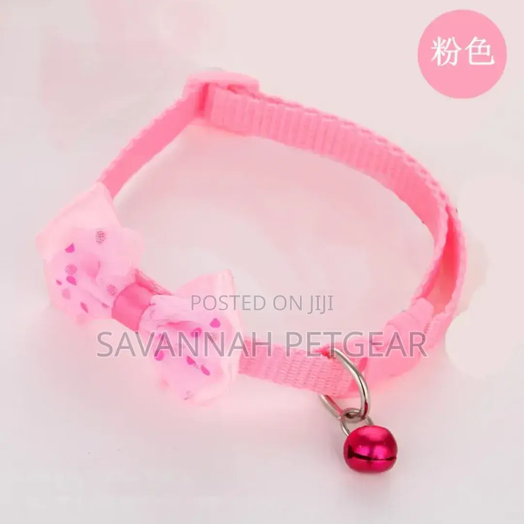 Adjustable Bowknot Nylon Braided Pet Cat Bowtie Collar With Bells