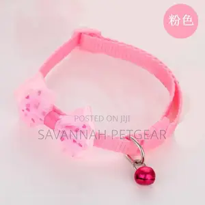 Adjustable Bowknot Nylon Braided Pet Cat Bowtie Collar With Bells
