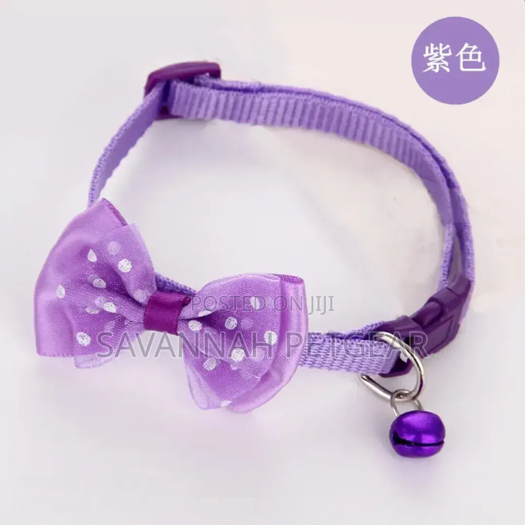 Adjustable Bowknot Nylon Braided Pet Cat Bowtie Collar With Bells