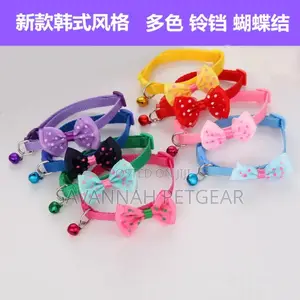 Adjustable Bowknot Nylon Braided Pet Cat Bowtie Collar With Bells