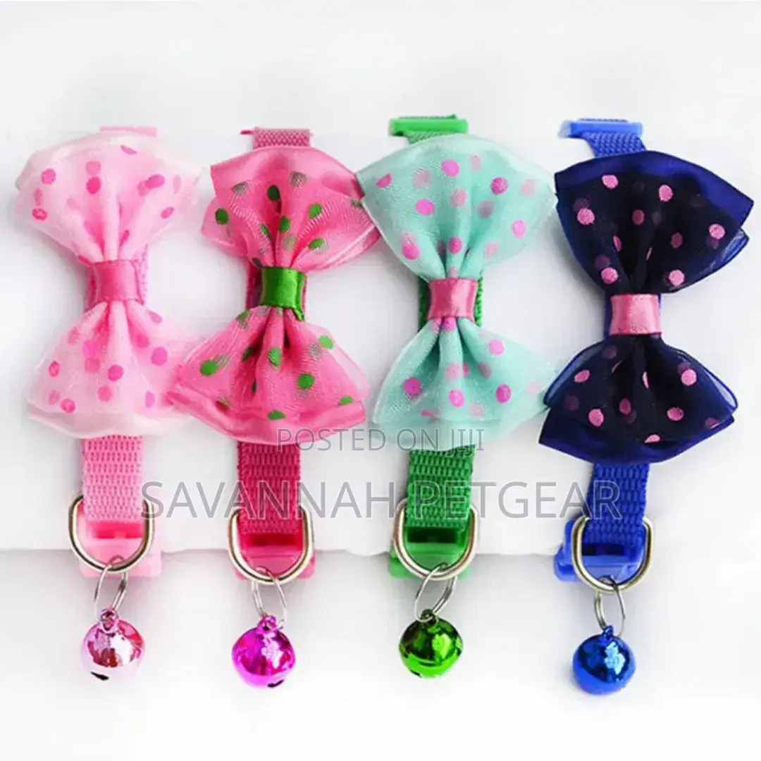 Adjustable Bowknot Nylon Braided Pet Cat Bowtie Collar With Bells