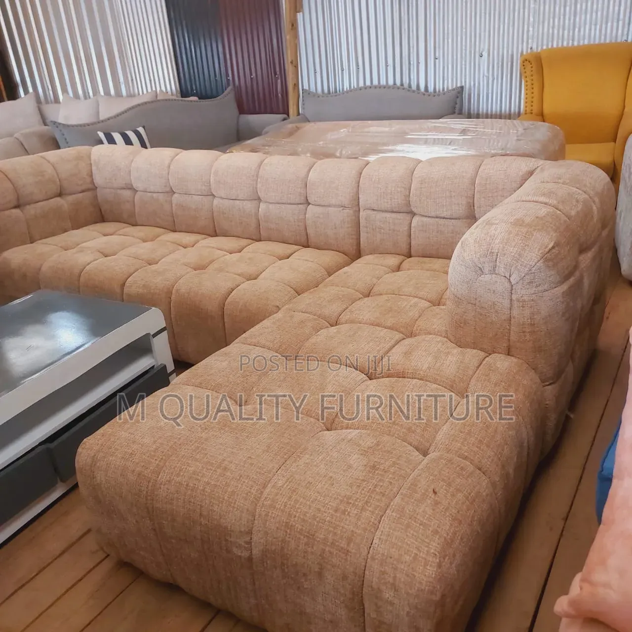 Cream Bubble Modern Sofa -6 Seater