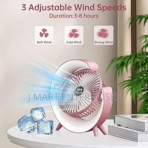 Rechargeable Desktop Fan 5 Colour Light Modes Adjustable Speeds