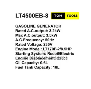 Lt4500eb-8 3.5kw Low Noise Petrol Generator With Avr