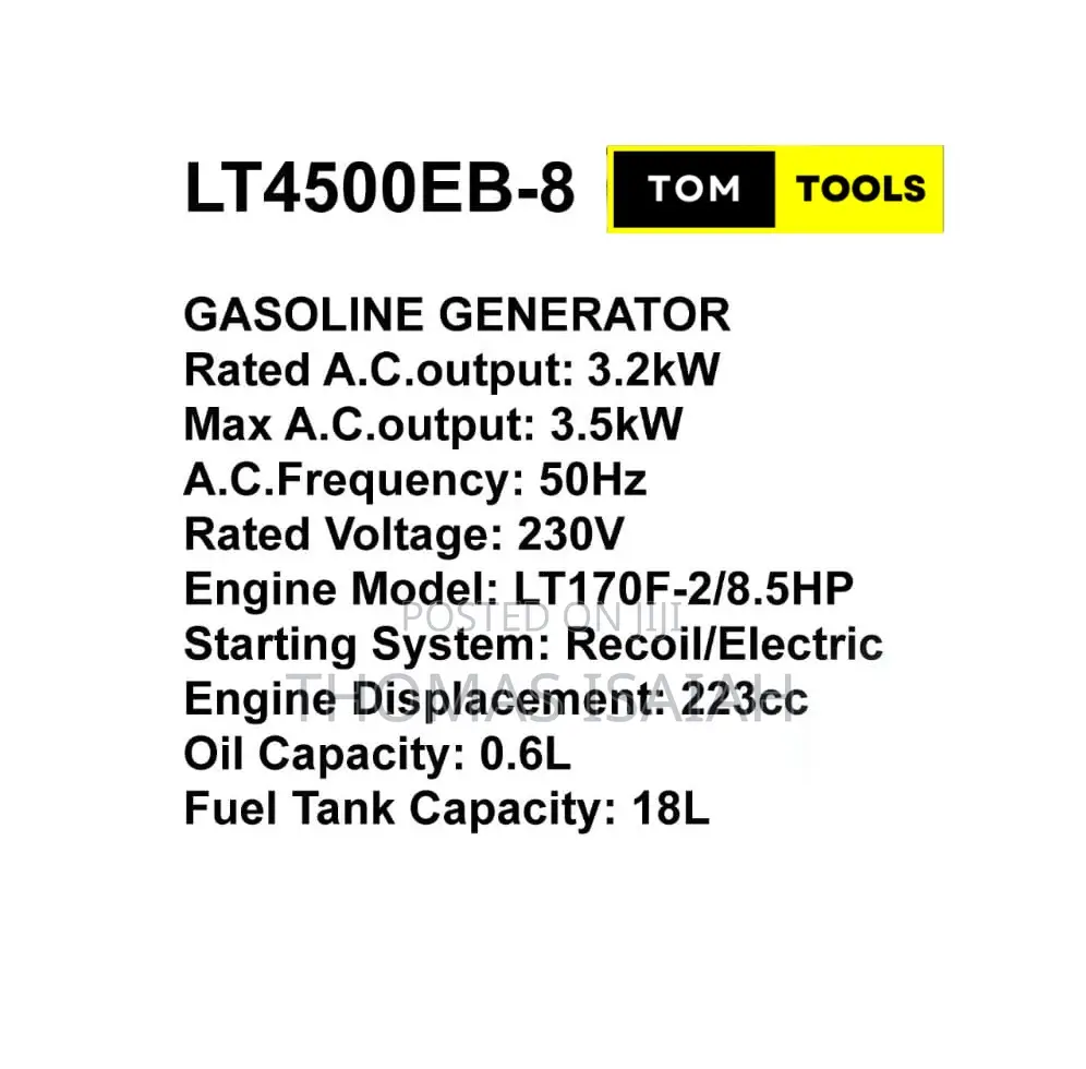 Lt4500eb-8 3.5kw Low Noise Petrol Generator With Avr
