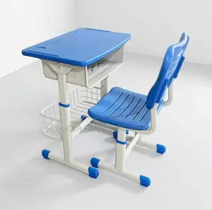 Blue Height Adjustable Classroom Kids Desk Chair Set