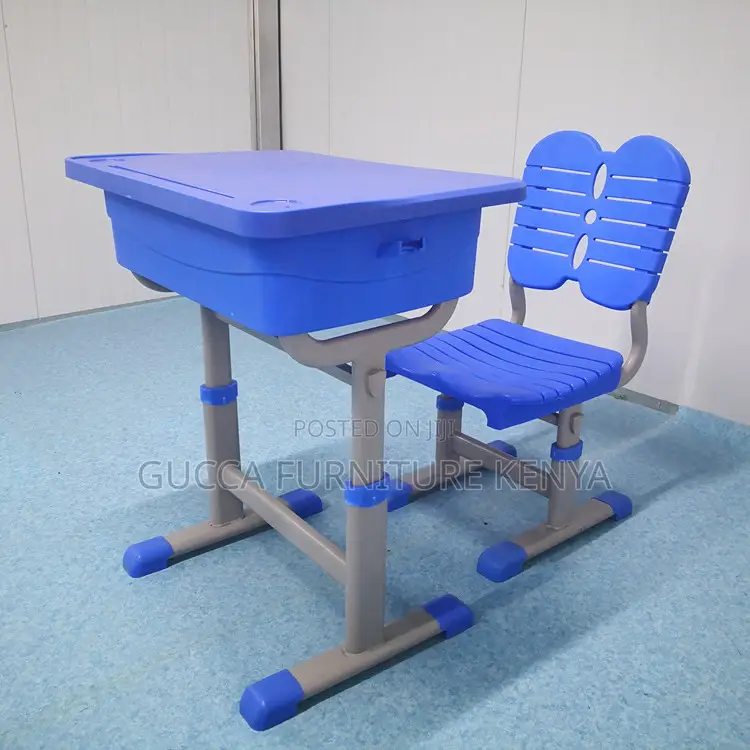 Blue Height Adjustable Classroom Kids Desk Chair Set