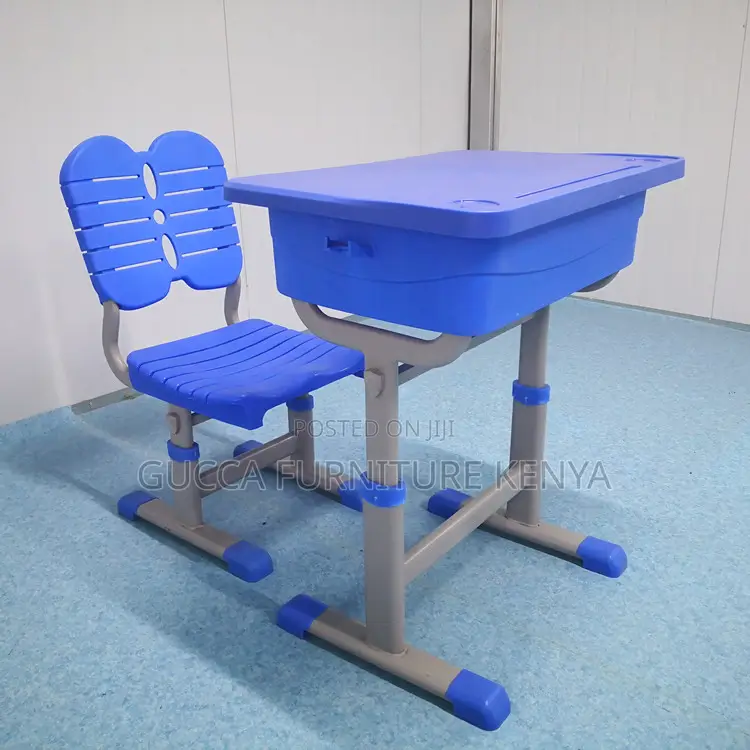 Blue Height Adjustable Classroom Kids Desk Chair Set