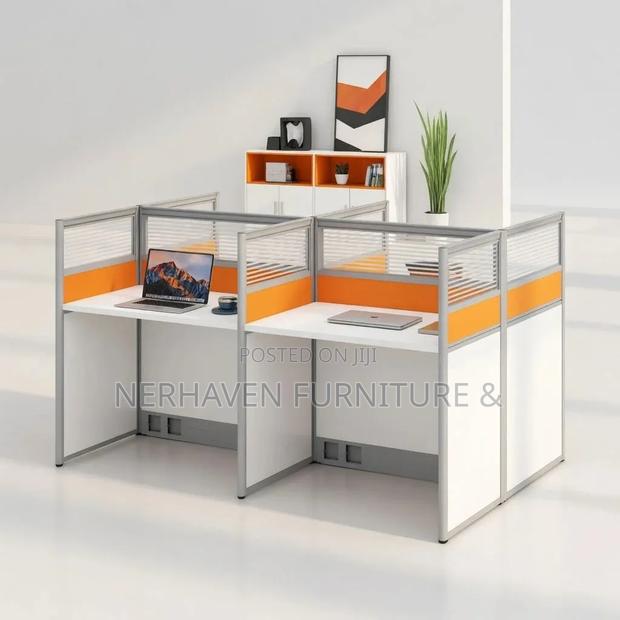 4-Way Office Workstation – Efficient Collaborative Office Desk System