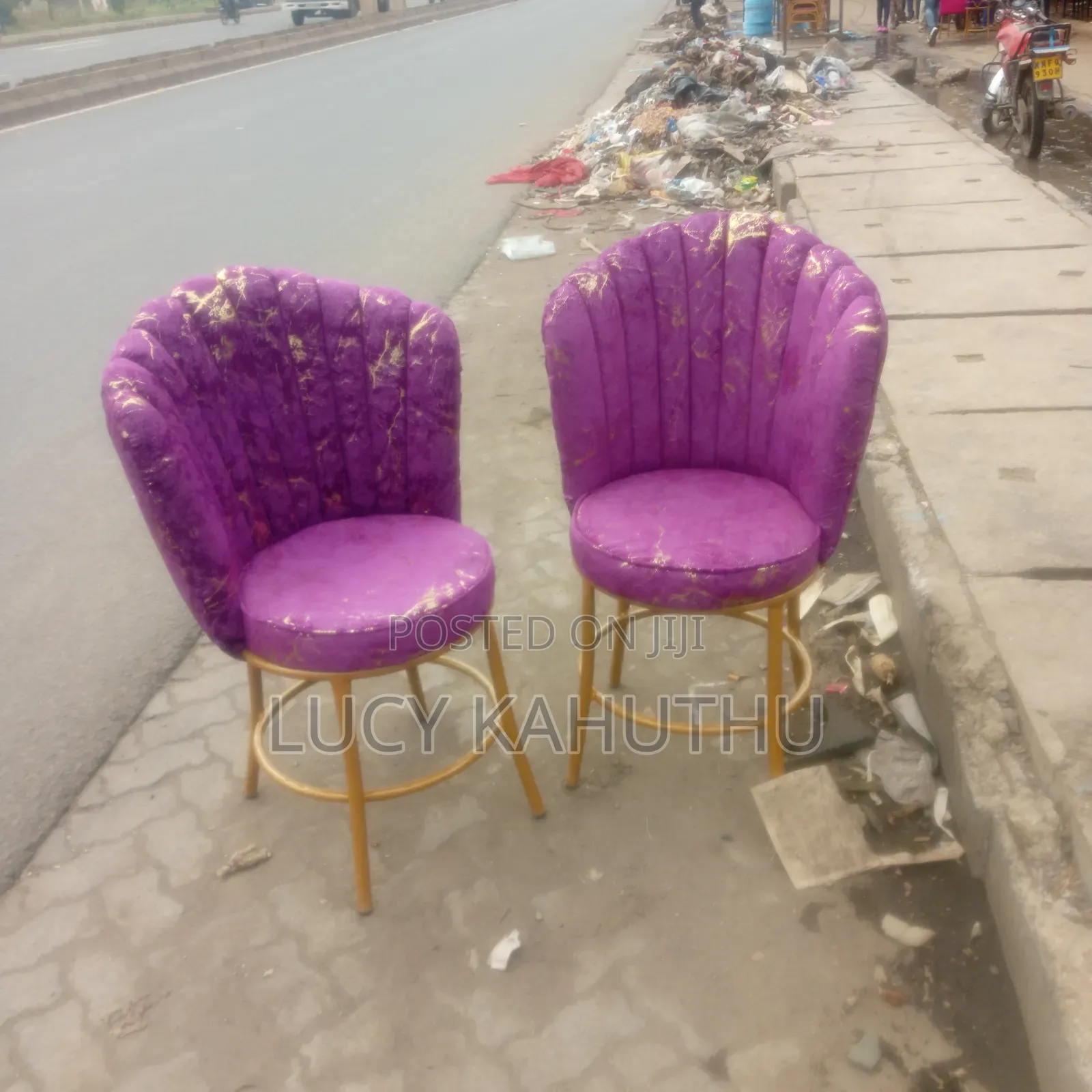 Purple Love and Butterfly Chairs With Gold and Purple Fabric