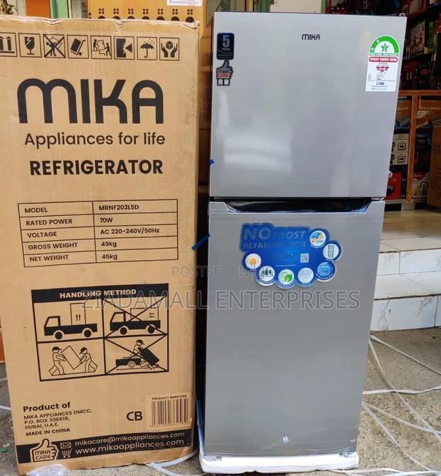 *Mika 202litres Double Door Fridge No Frost Modern