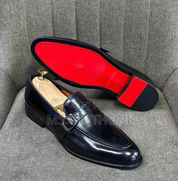 John Foster Men's Black Single Monk Strap Loafers( Red Bottoms )39-46 - thumbnail 3