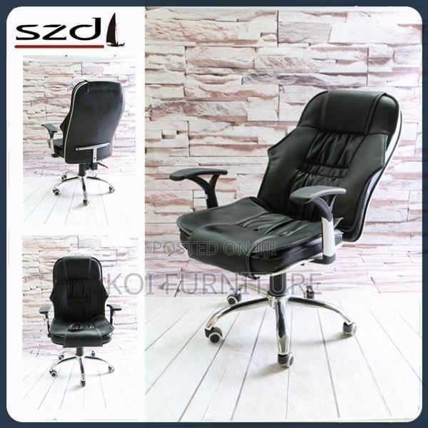 Office Chairs; Leather Reclining Executive Office Seat With Armrests - thumbnail 4