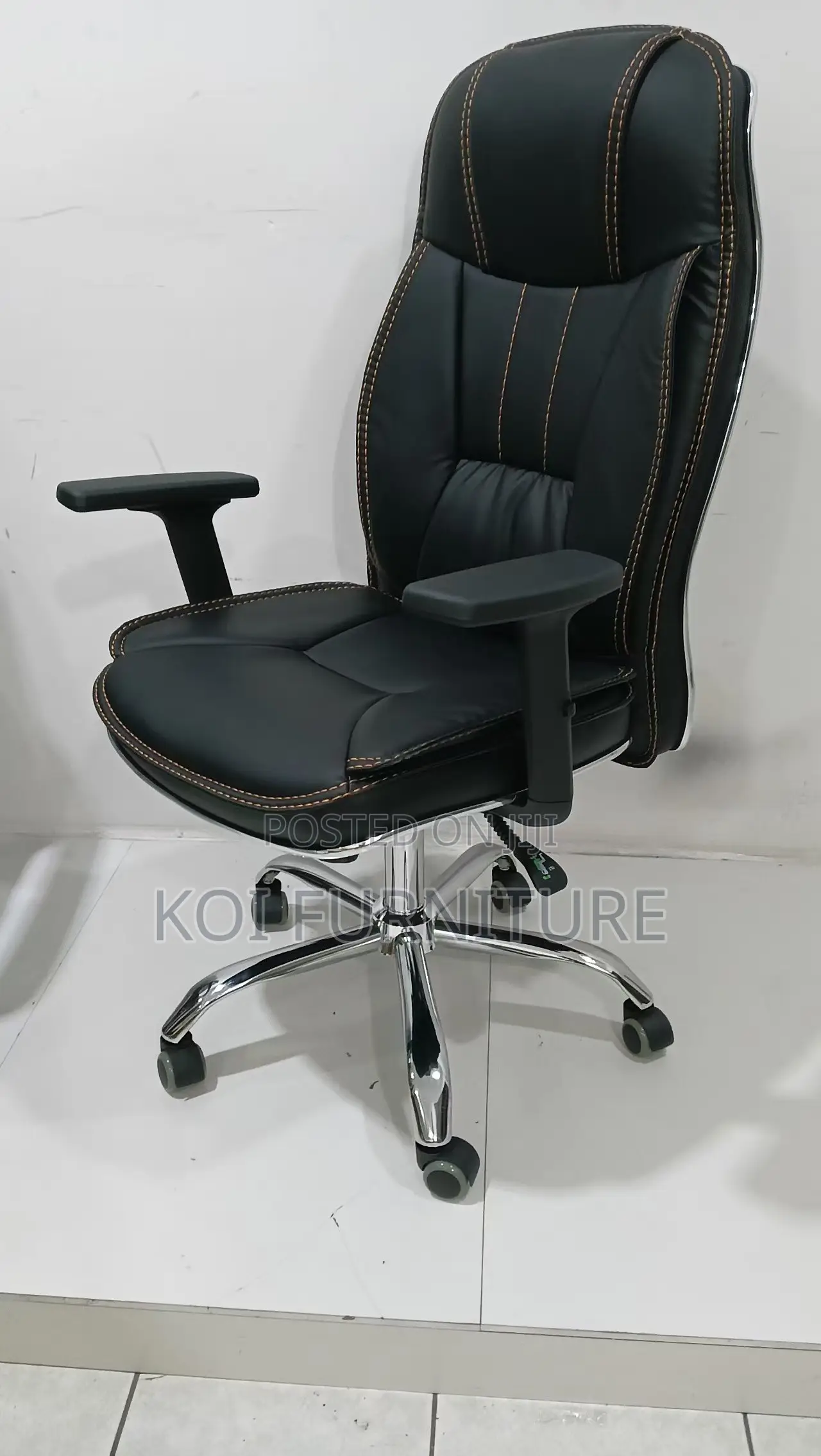Office Chairs; Leather Reclining Executive Office Seat With Armrests