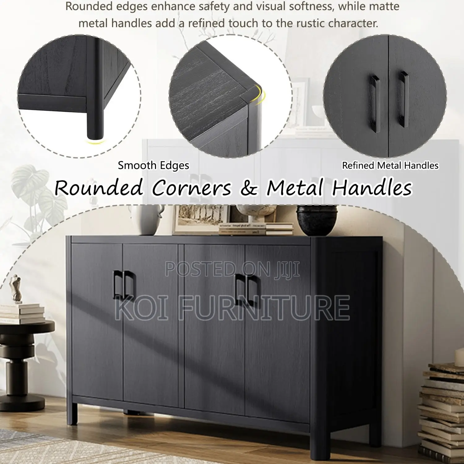 Office Cabinet; Wooden Executive 4 Doored Storage Credenza