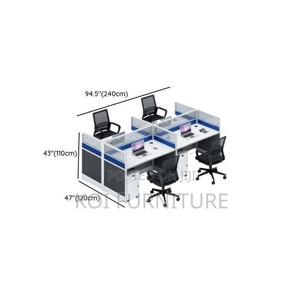 Office Workstation; Blue Four Users Cooperation Office Wokstation Desk - thumbnail 2