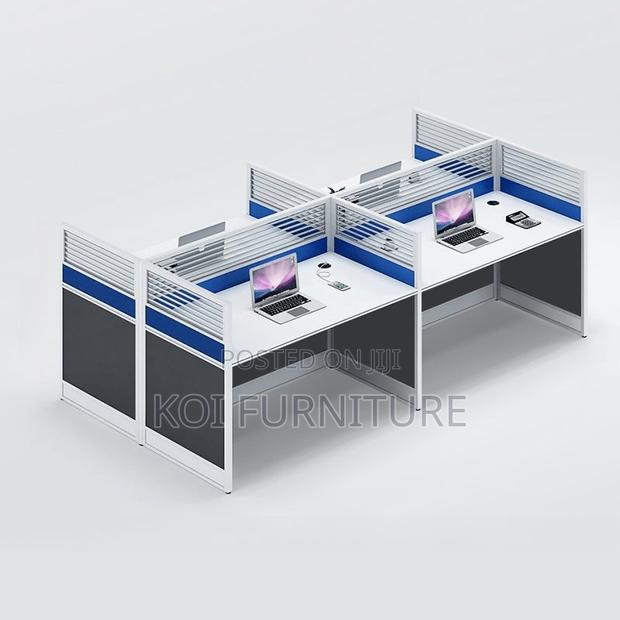 Office Workstation; Blue Four Users Cooperation Office Wokstation Desk - thumbnail 3