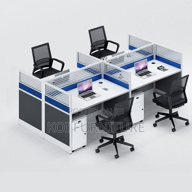 Office Workstation; Blue Four Users Cooperation Office Wokstation Desk - thumbnail 4