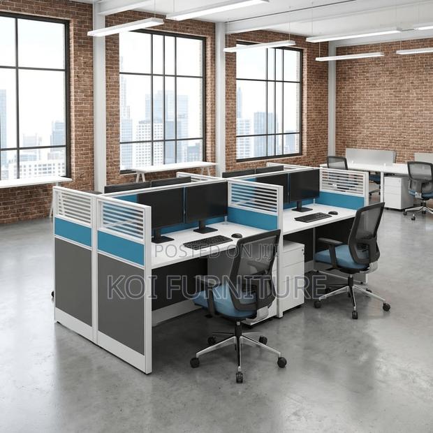Office Workstation; Blue Four Users Cooperation Office Wokstation Desk - thumbnail 6