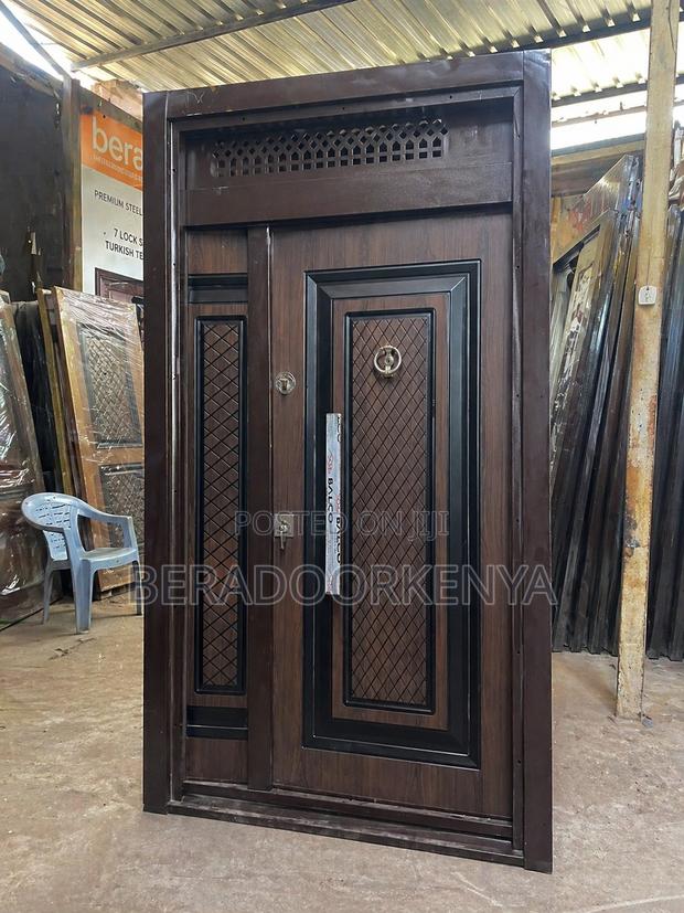 Luxury Turkish Steel Door Walnut Finish 7 Lock Security Door