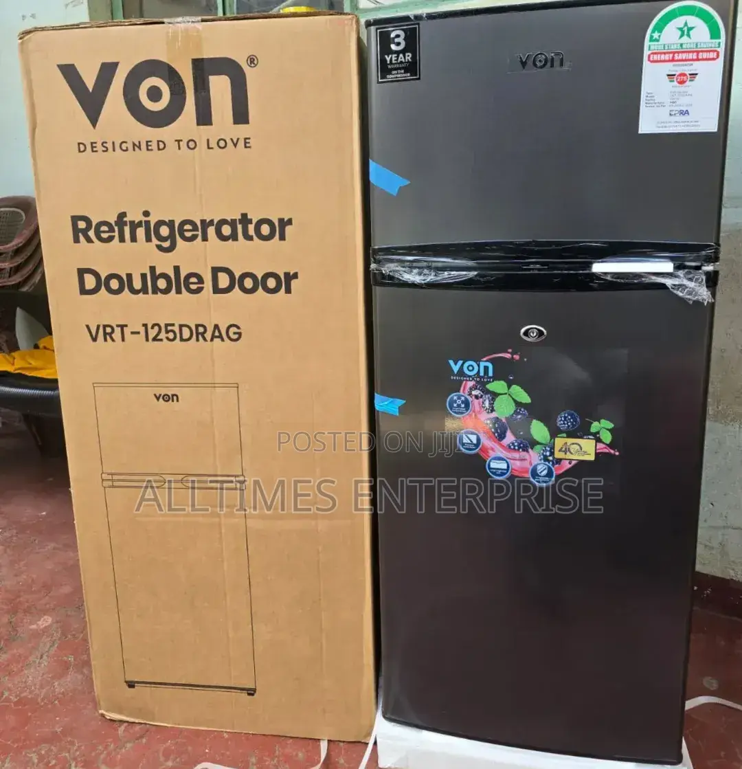 Von 125 Liters Double Door Fridge Direct Cool