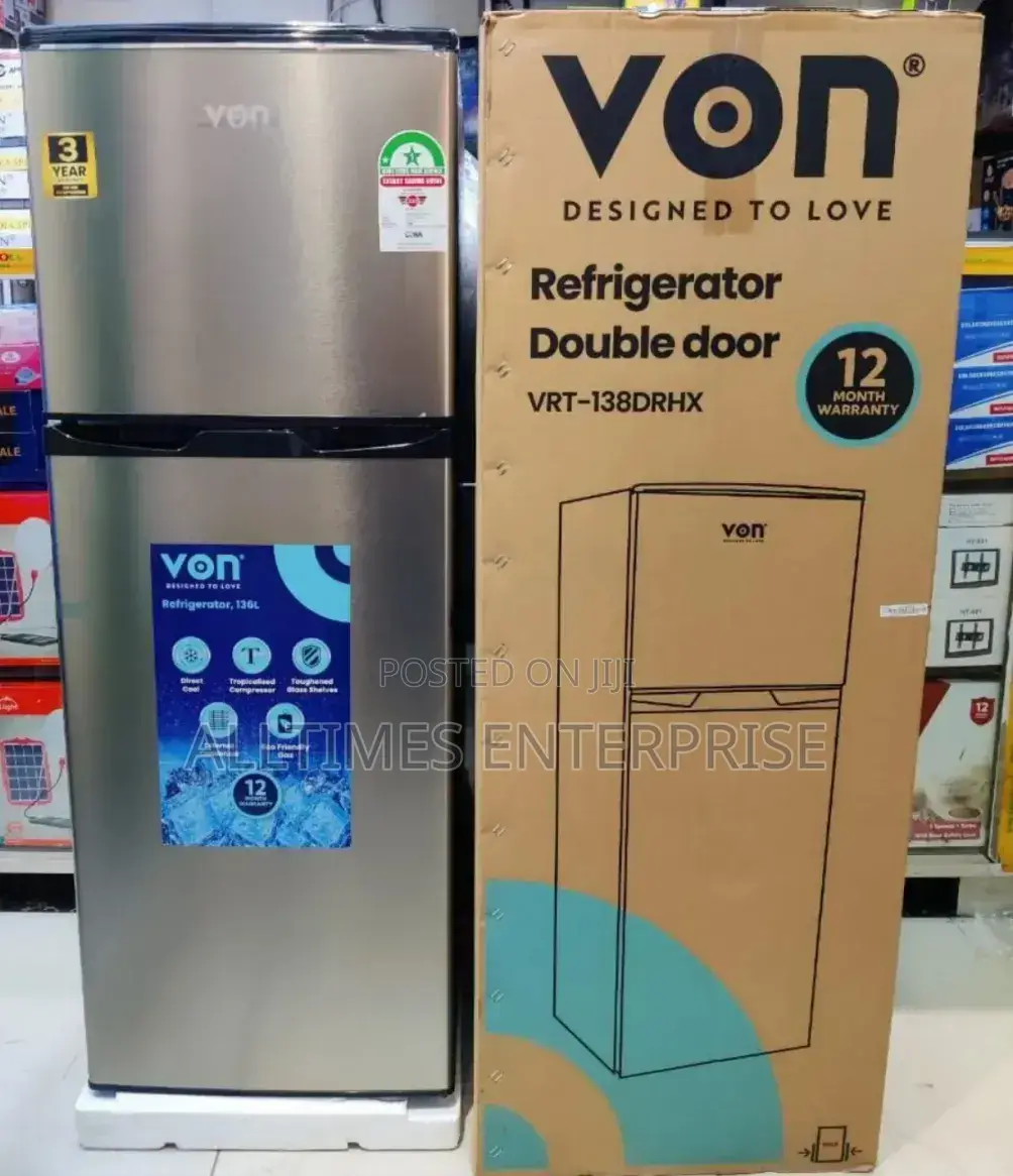 Von 138litres Double Door Refrigerator