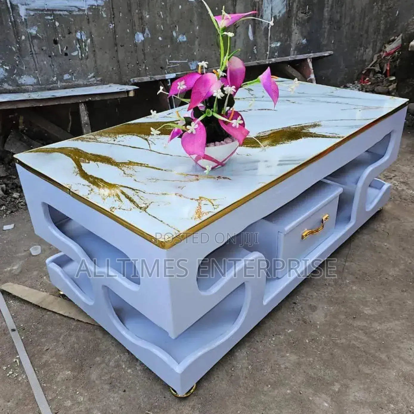 Executive White Coffee Marble Table