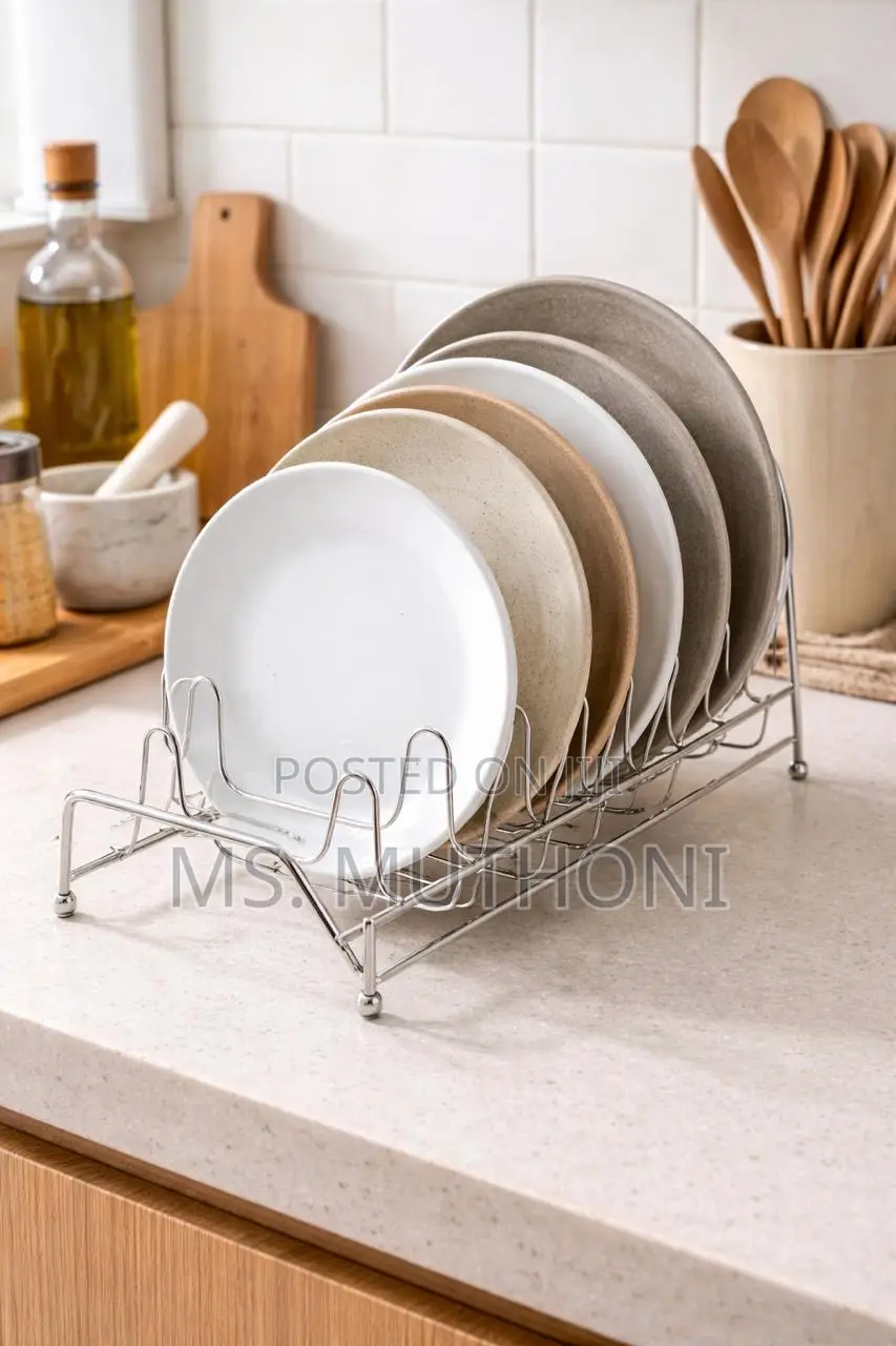* Stainless Steel Countertop Plate Organizer