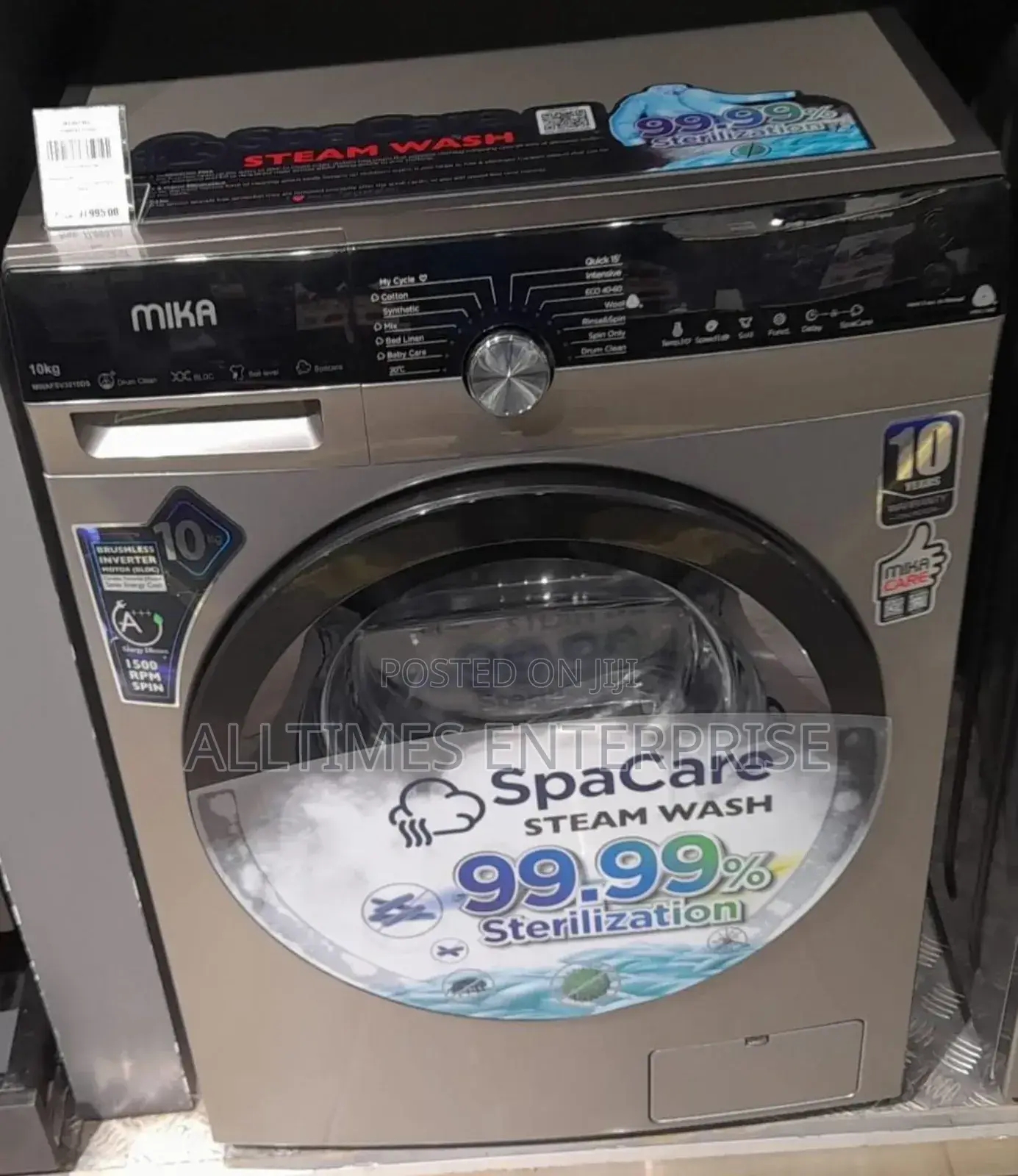 Mika 10kg Fully Automatic Washing Machine Washer Spin 1500rpm