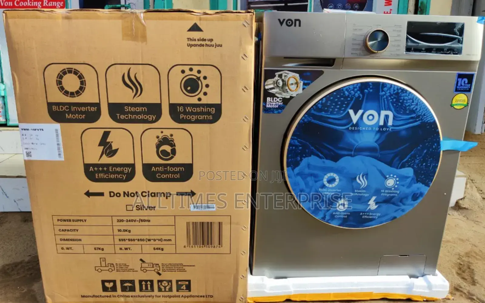 Von Washing Machine 10kg Front Load Wash and Spin