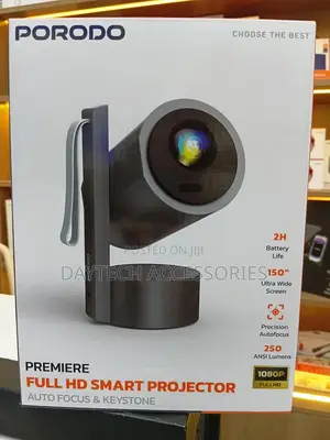 Porodo Full Hd Portable Smart Projector With Auto-Focus - Black