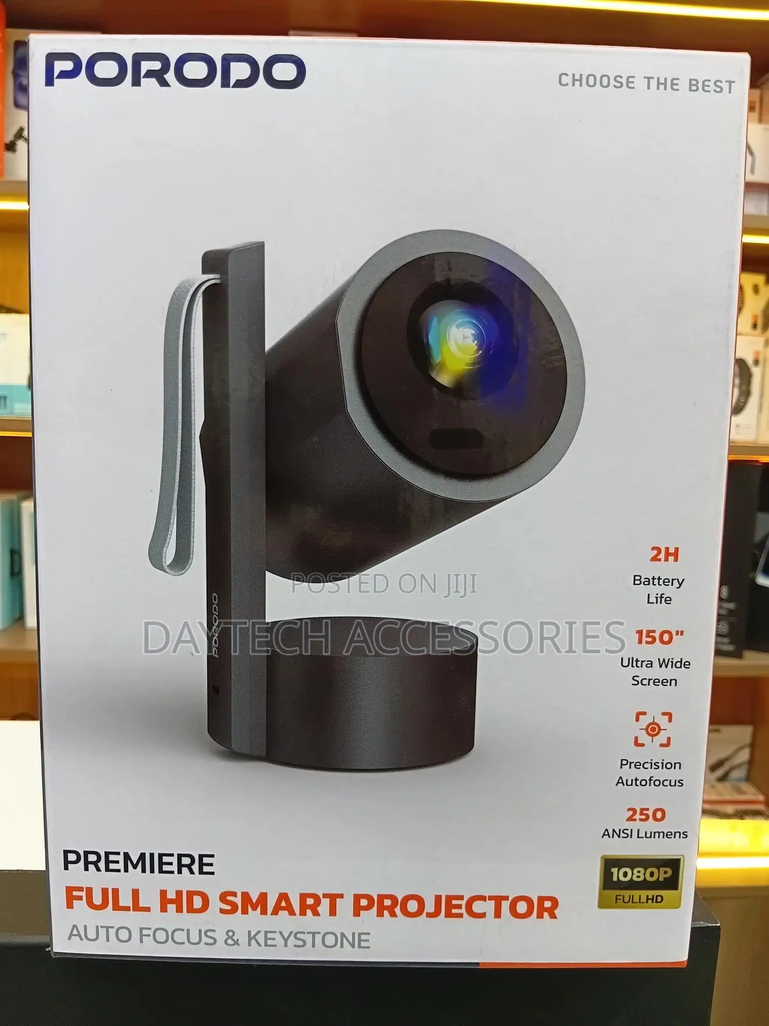 Porodo Premiere Full Hd Android Smart Projector 270° Angle Adjustment.